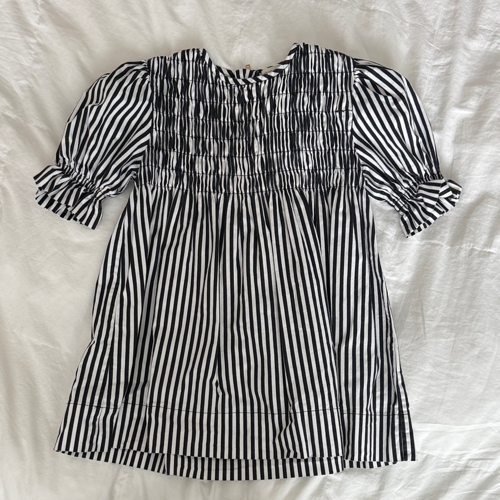 Carbon Soldier Black and White Striped Dress 4T